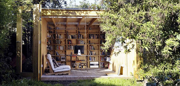 Enjoy a nice read in your outdoor shed library