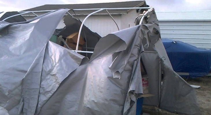 Wind Damaged Portable Garage